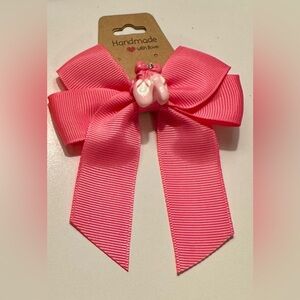 Hot Pink Fuchsia Ballet Shoes Hair Bow NWT